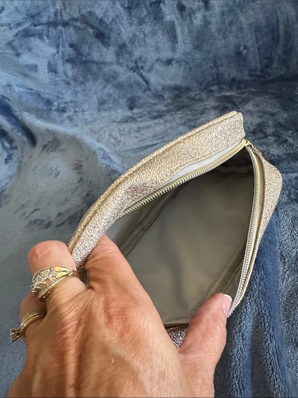 Assorted Women's Cosmetic Pouches - Taupe, Cream & Gold